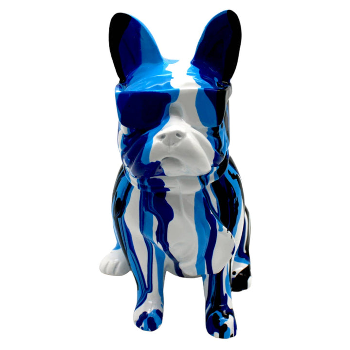 Blue Graffiti French Bulldog With Glasses - 8" Tall