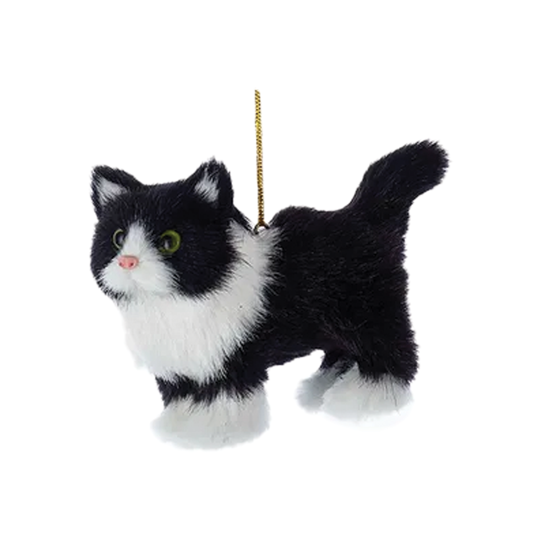 Cat Plush Ornament - Black & White