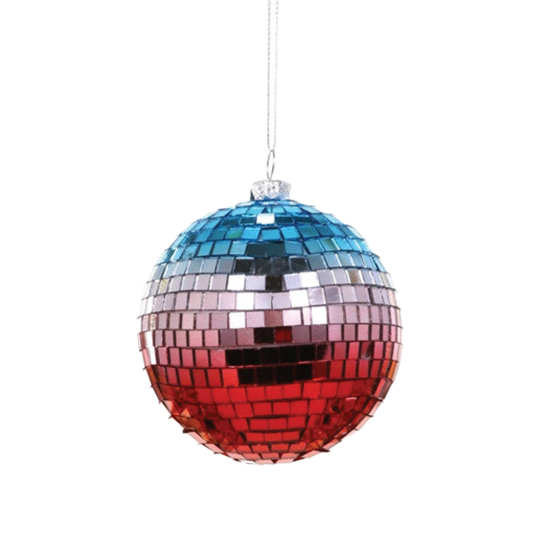 Mirrored Ball Ornament - Medium Blue To Red