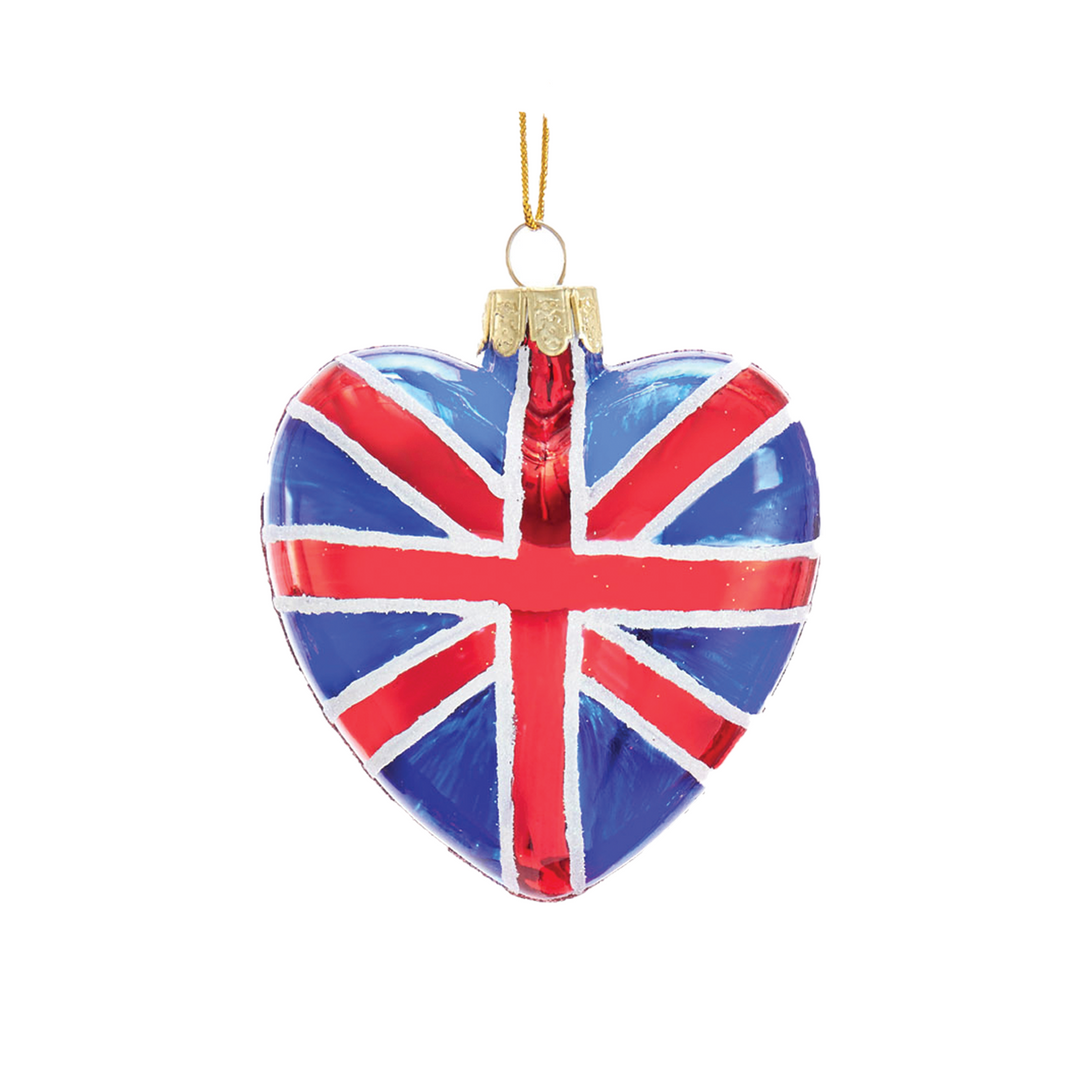 Glass British Ornament - Union Jack Heart