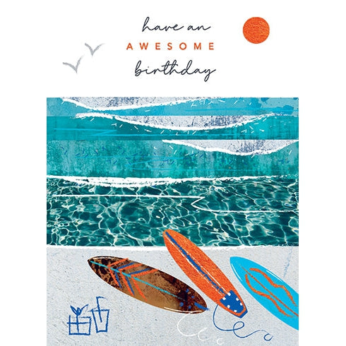 Surfing Birthday Card