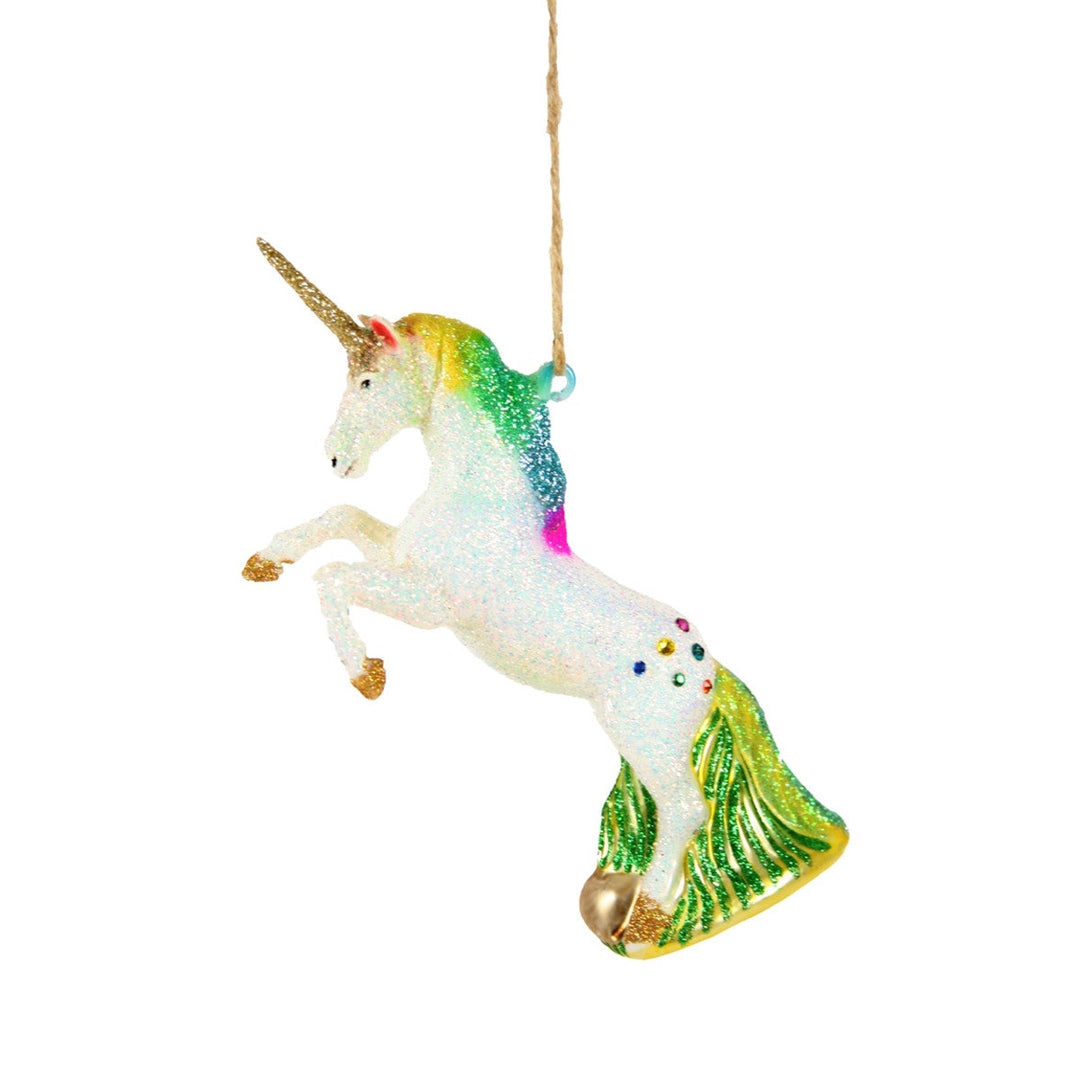Glittered Rainbow Unicorn Ornament