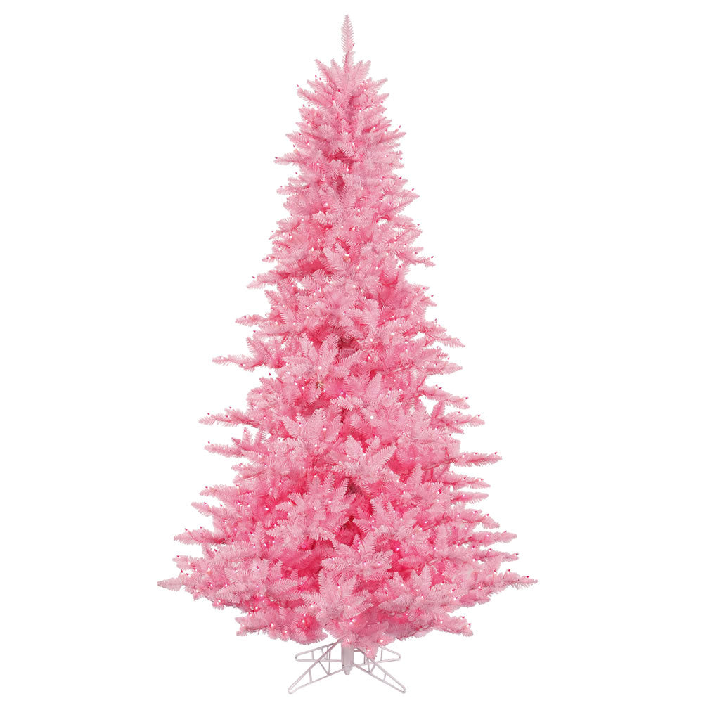 LIght Pink Full Fir Tree - 6.5'x46" Pre-Lit with 600 Dura-Lit LED Italian Style Pink Lights