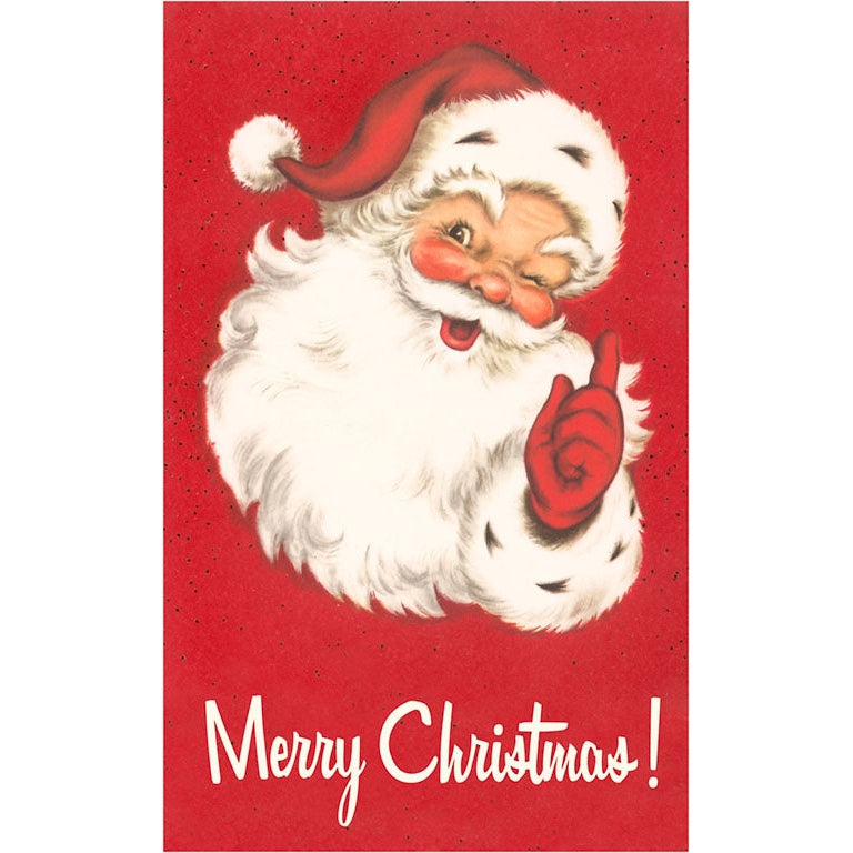 Vintage Winking Santa Holiday Greeting Card