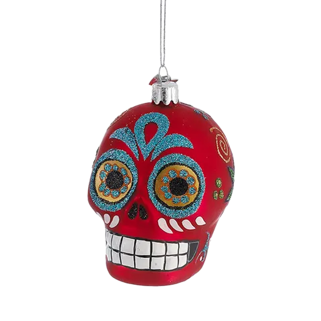 Sugar Skull Ornament - Red