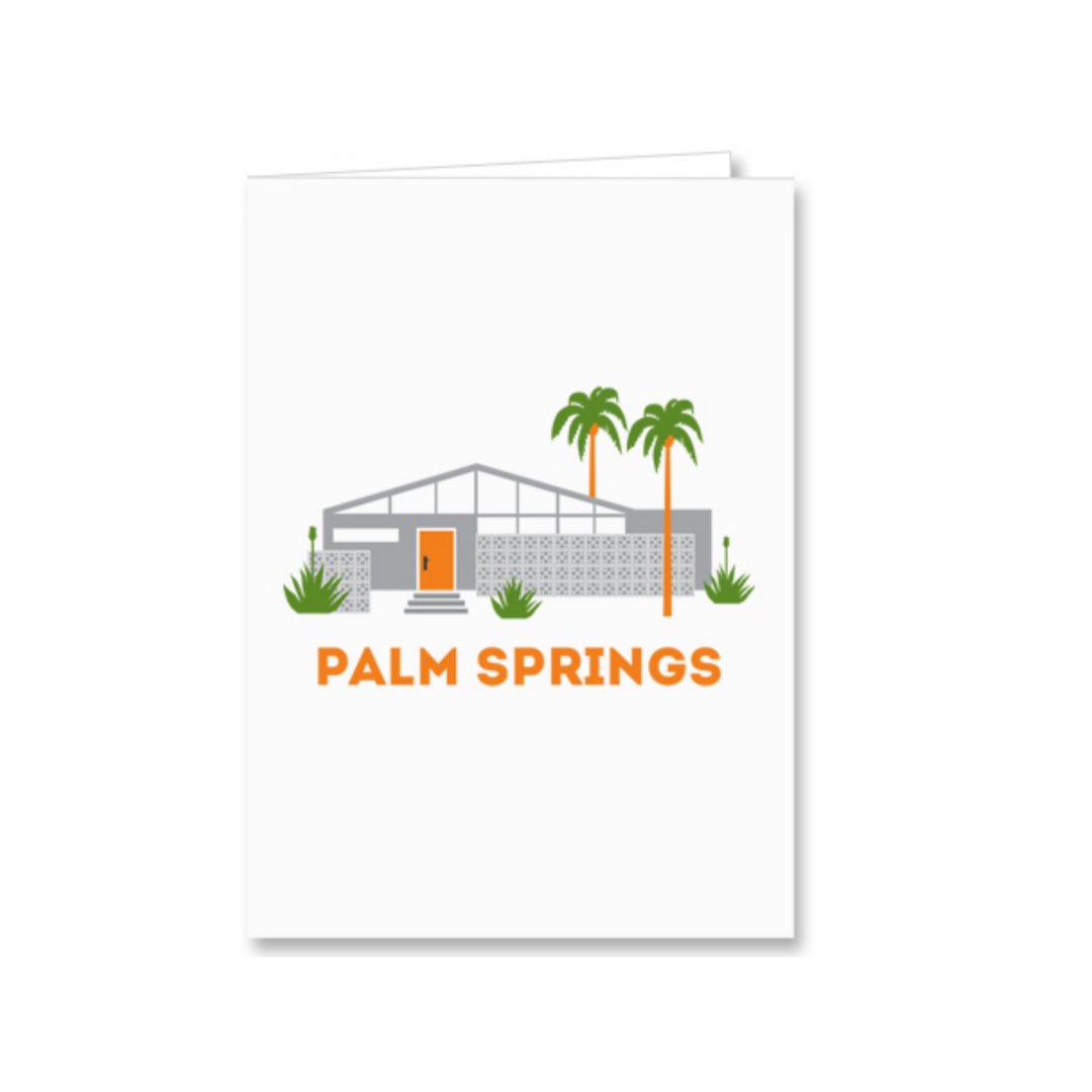 Orange Door Modern House Palm Springs Blank Greeting Card