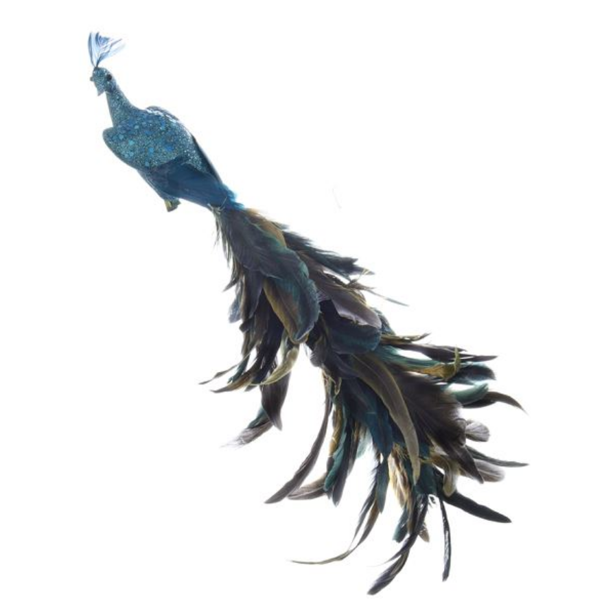 Feather Peacock with Clip Ornament 18"