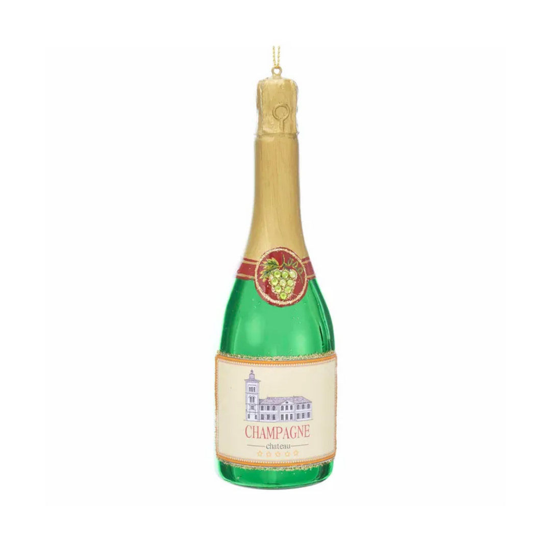 Champagne Bottle Glass Ornament