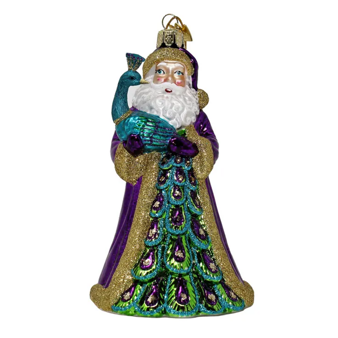 Santa with Peacock Ornament