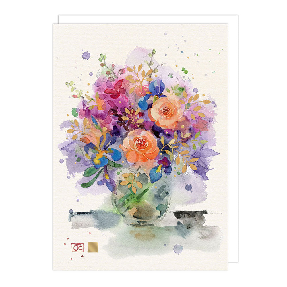 Orange Roses Blank Greeting Card