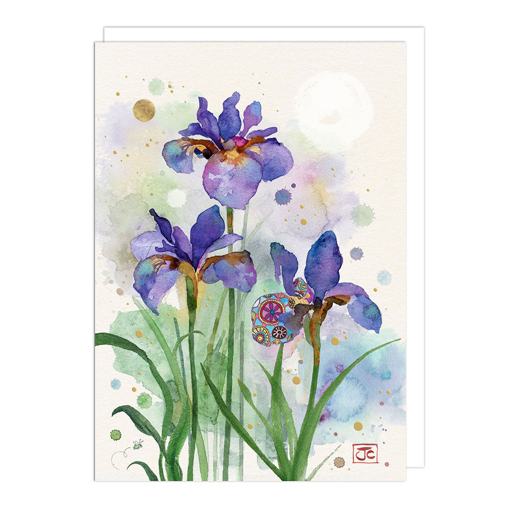 Purple Irises Blank Greeting Card