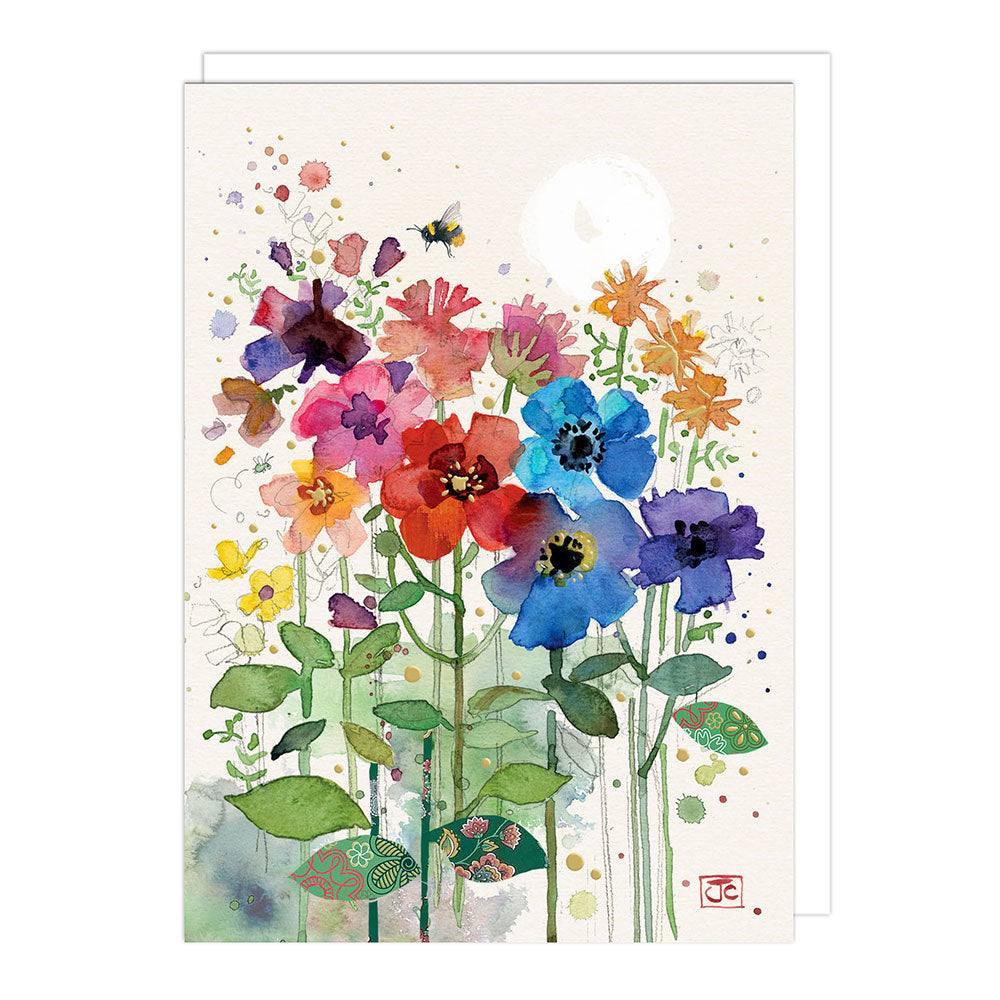 Rainbow Flowers Blank Greeting Card