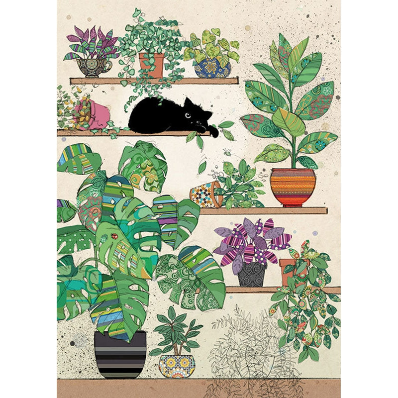 Cat Plants Blank Greeting Card