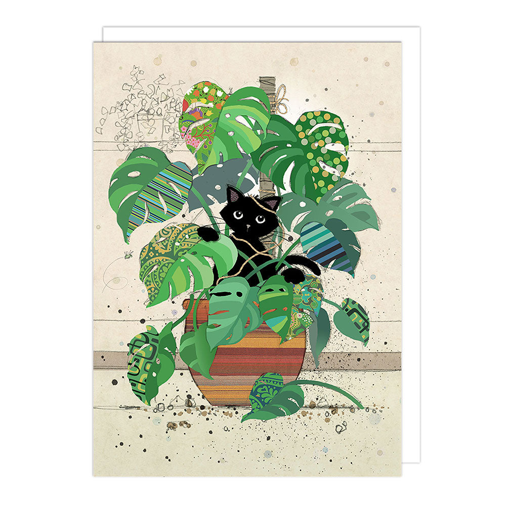 Big Plant Cat Blank Greeting Card