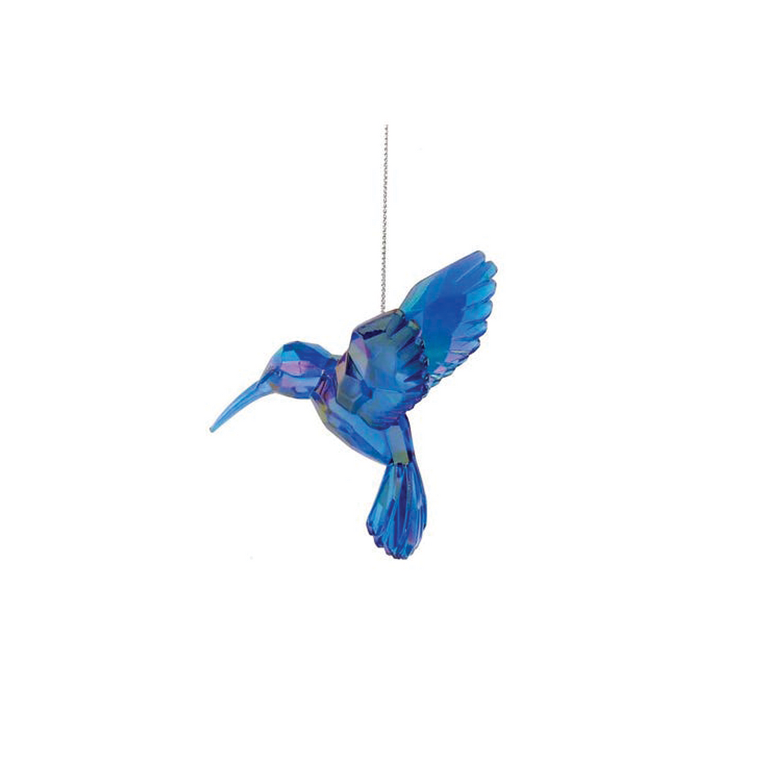 Acrylic Iridescent Hummingbird Ornament - Blue
