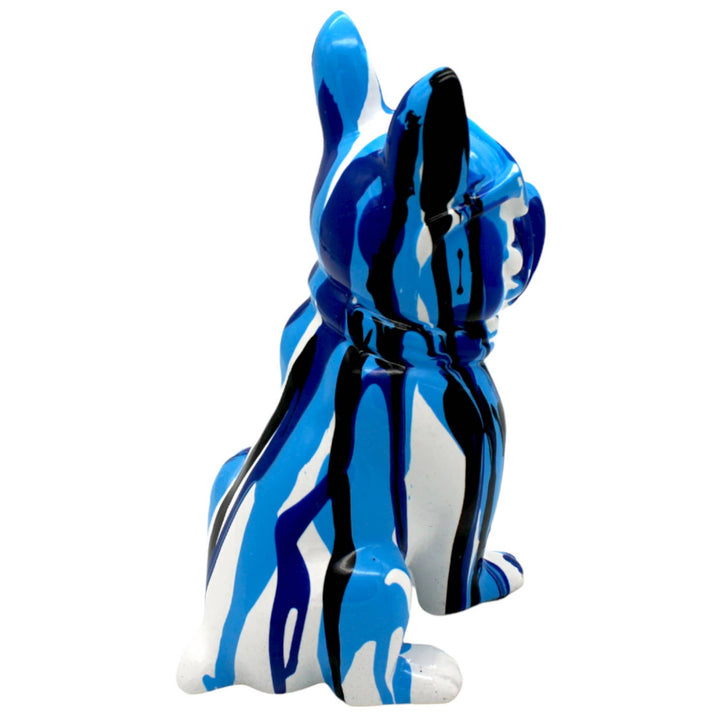 Blue Graffiti French Bulldog With Glasses - 8" Tall