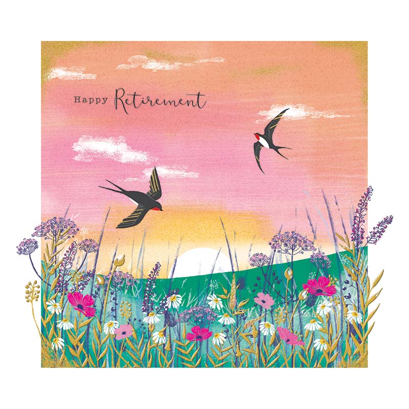 Birds Meadow Retirement Greeting Card
