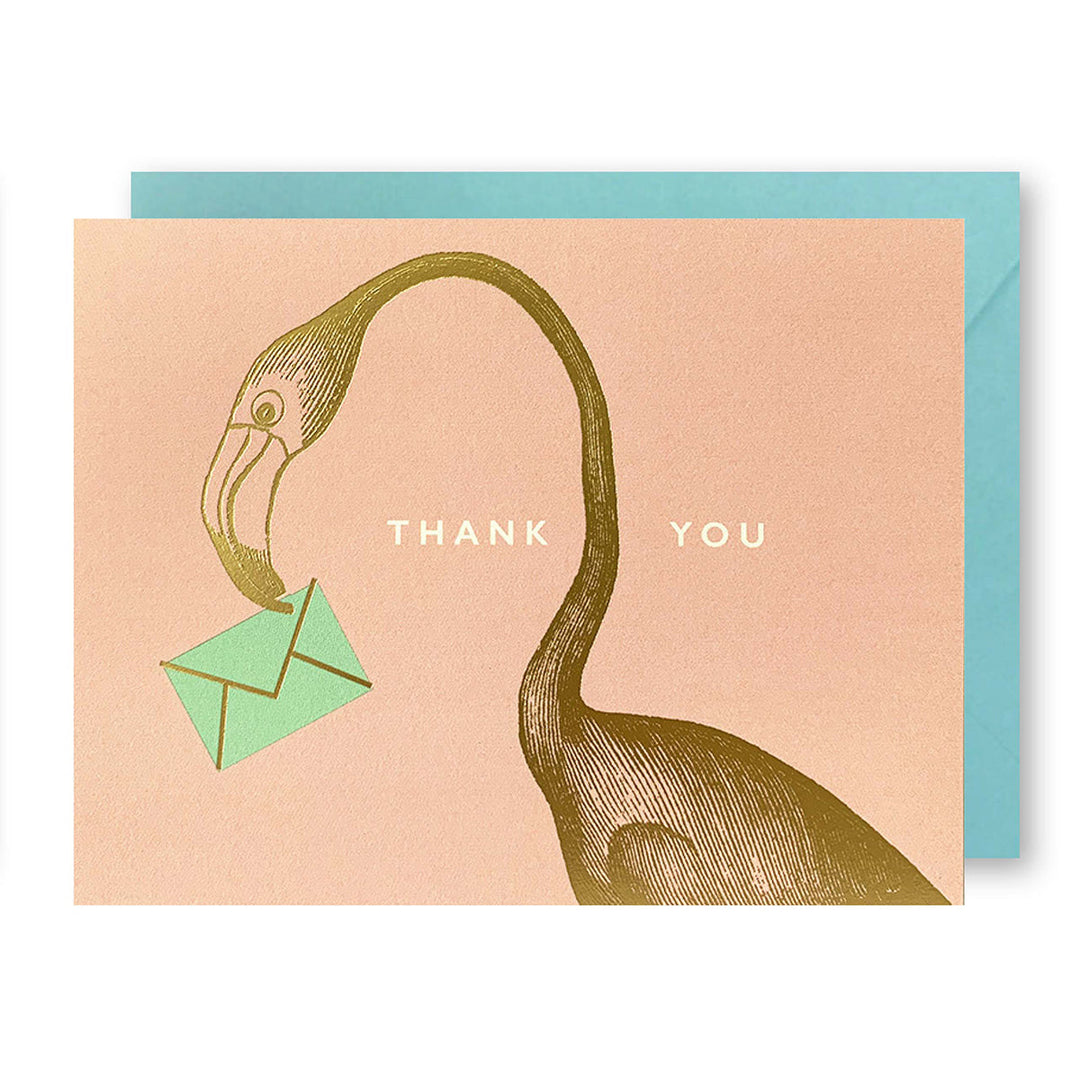 Pink Flamingo Thank You Greeting Cards- Set Of 8