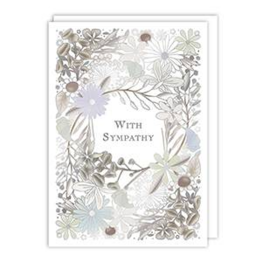 Silver Flower Vines Sympathy Greeting Card