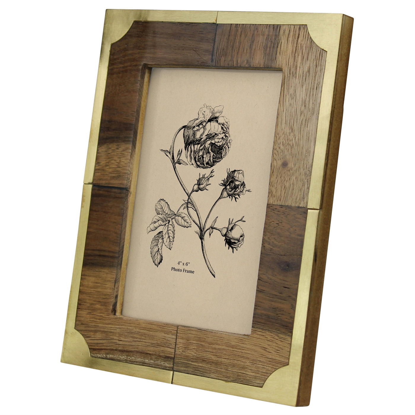 Teak & Brass Frame - 4 x 6