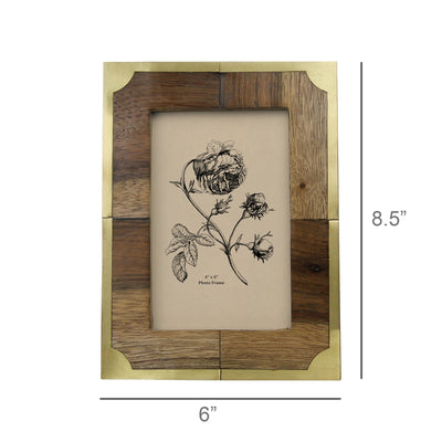 Teak & Brass Frame - 4 x 6