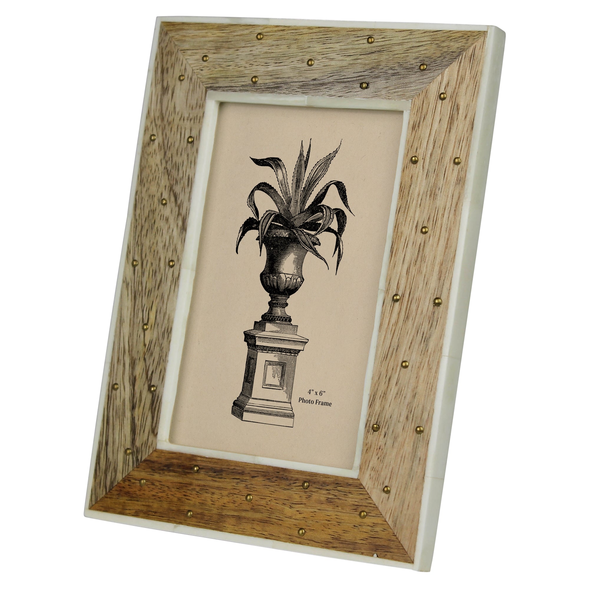 Mango Wood, Brass & Bone Frame - 4x6