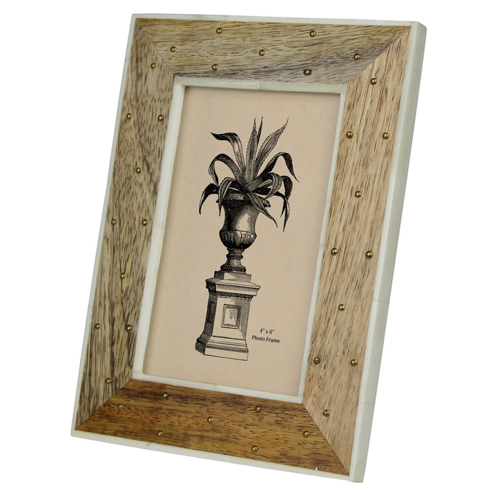 Mango Wood, Brass & Bone Frame - 4x6