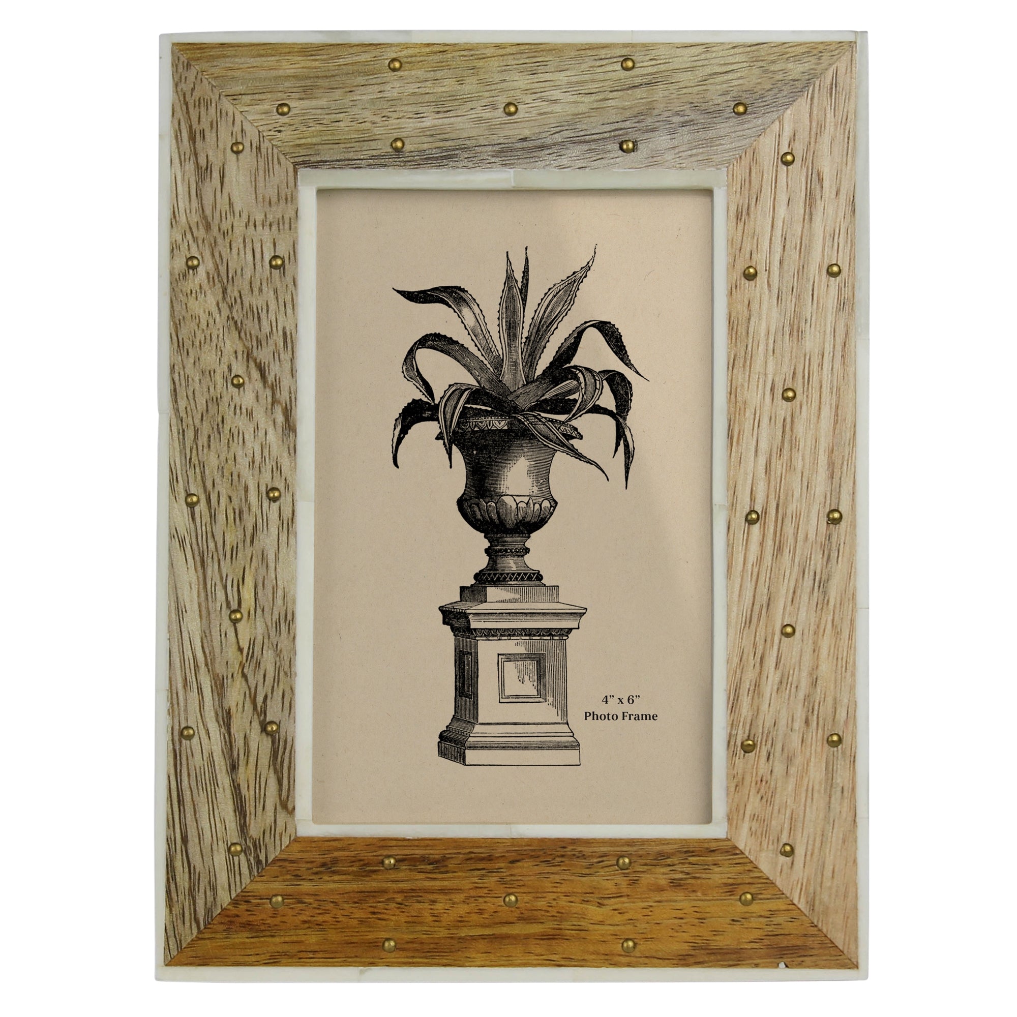 Mango Wood, Brass & Bone Frame - 4x6