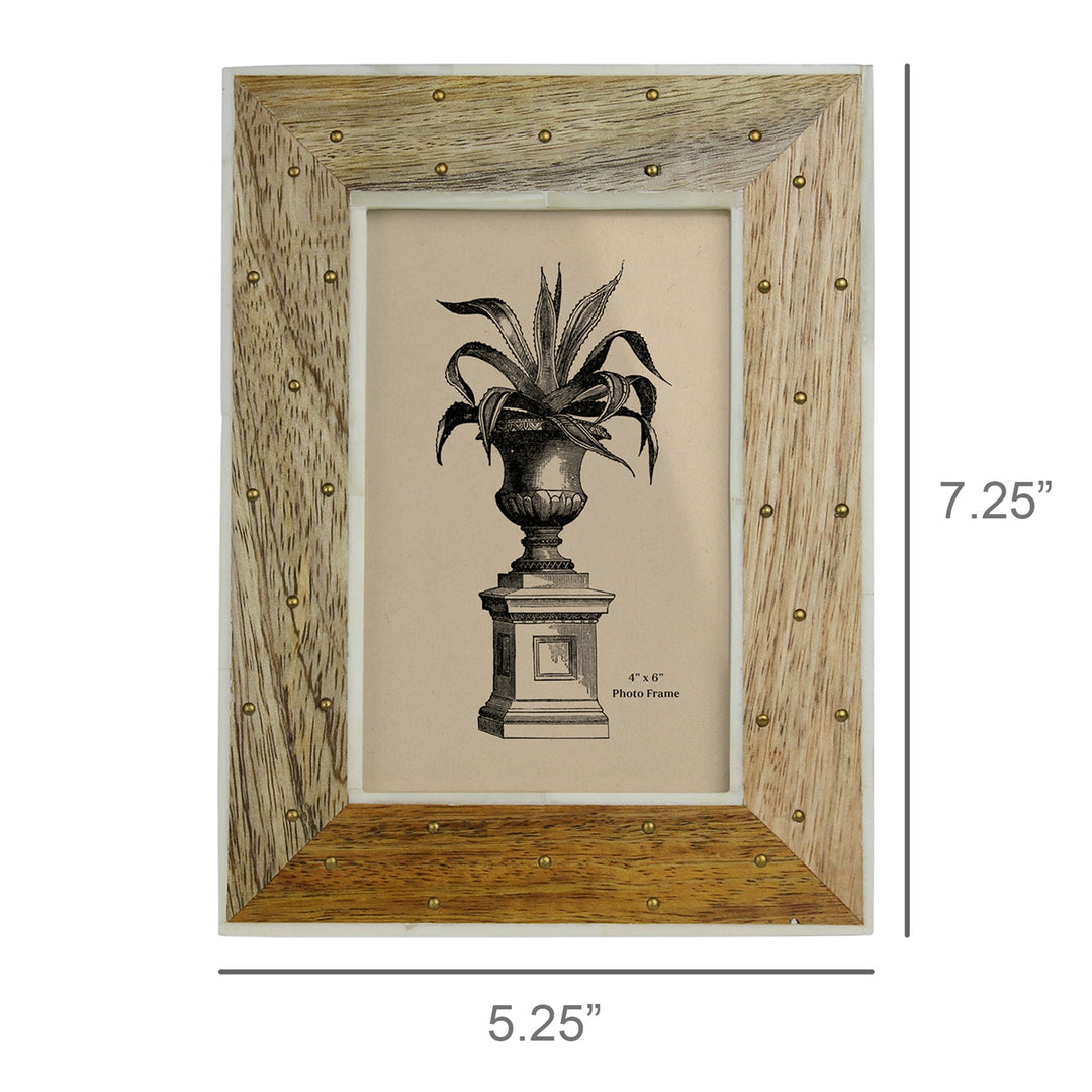 Mango Wood, Brass & Bone Frame - 4x6