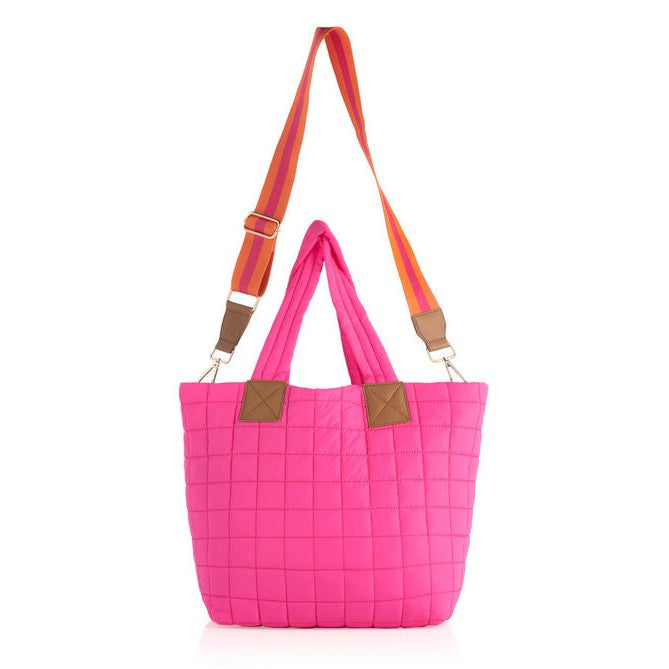 Ezra Quilted Nylon Tote - Magenta