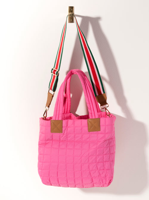 Ezra Quilted Nylon Tote - Pink