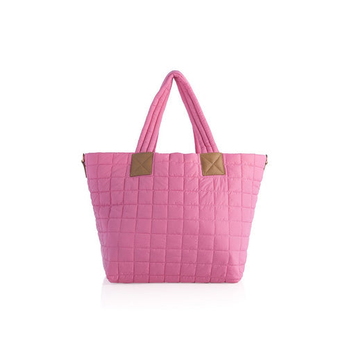 Ezra Quilted Nylon Tote - Pink