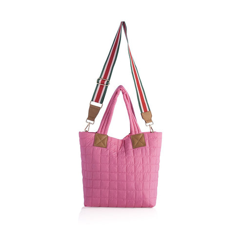 Ezra Quilted Nylon Tote - Pink