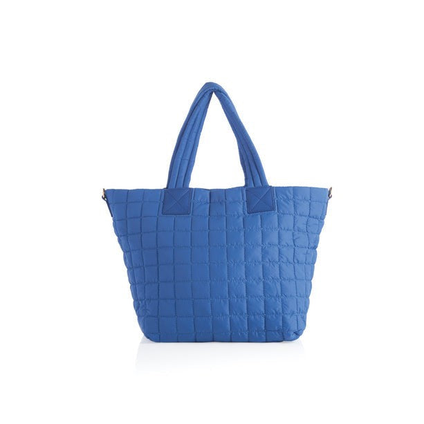 Ezra Quilted Nylon Tote - Blue