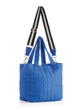 Ezra Quilted Nylon Tote - Blue
