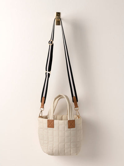 Ezra Quilted Nylon Mini Cross Body Tote - Ivory