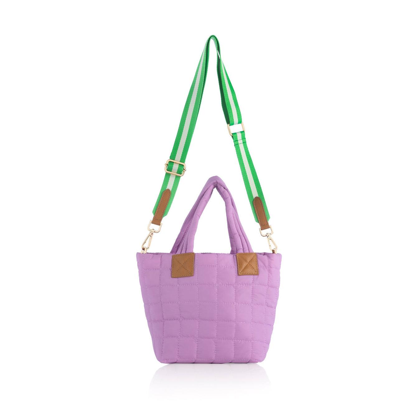 Ezra Quilted Nylon Mini Cross Body Tote - Lilac