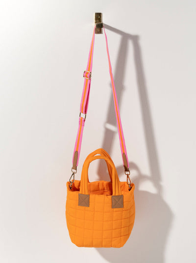 Ezra Quilted Nylon Mini Cross Body Tote - Orange