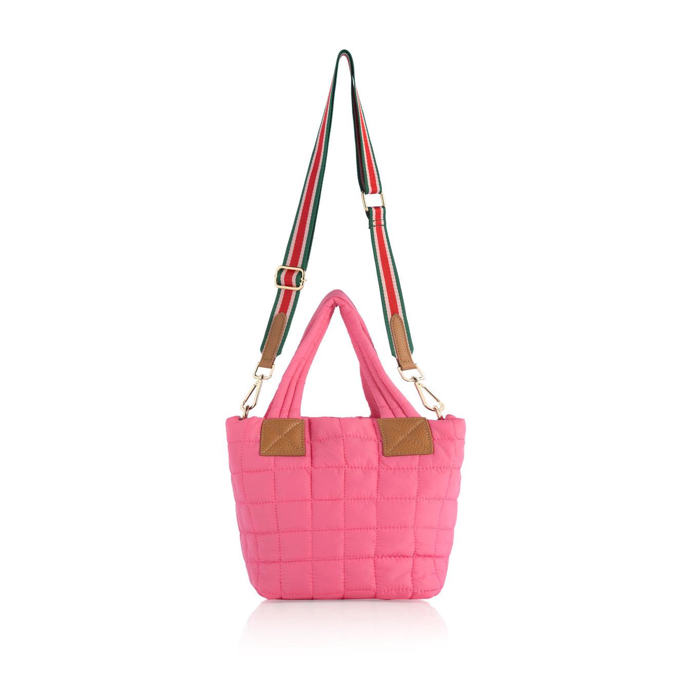 Ezra Quilted Nylon Mini Cross Body Tote - Pink