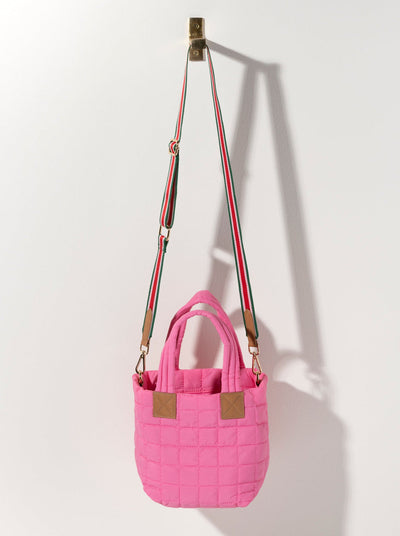 Ezra Quilted Nylon Mini Cross Body Tote - Pink