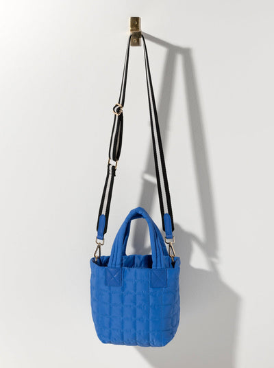 Ezra Quilted Nylon Mini Cross Body Tote - Blue