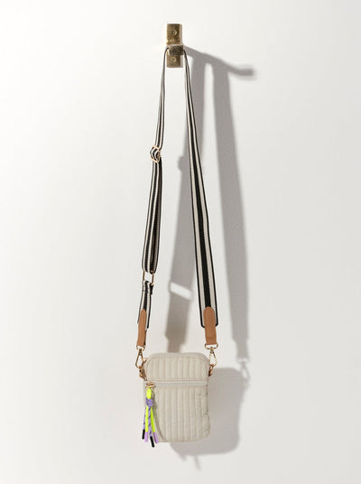Ezra Quilted Nylon Phone Holder - Ivory