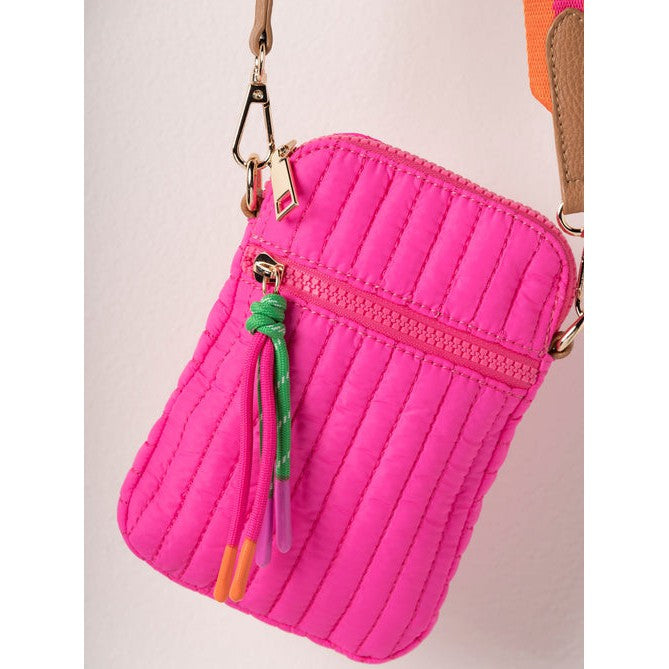 Ezra Quilted Nylon Phone Holder - Magenta