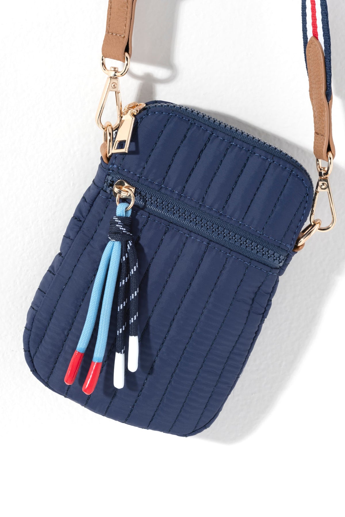 Ezra Quilted Nylon Phone Holder - Navy