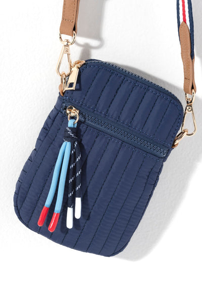 Ezra Quilted Nylon Phone Holder - Navy