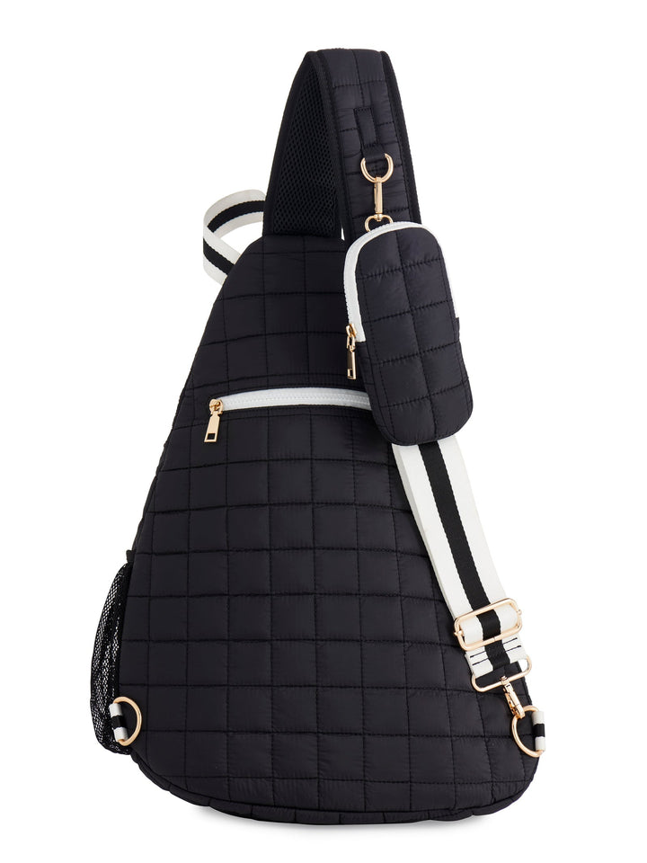 Ezra Quilted Nylon Sling Bag - Black