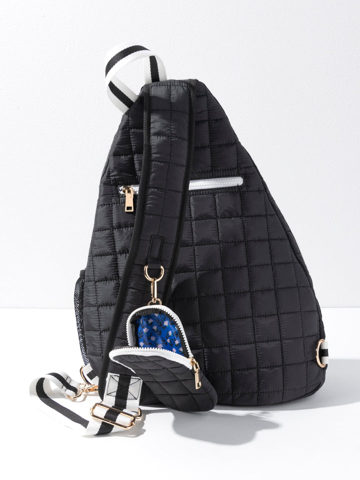 Ezra Quilted Nylon Sling Bag - Black