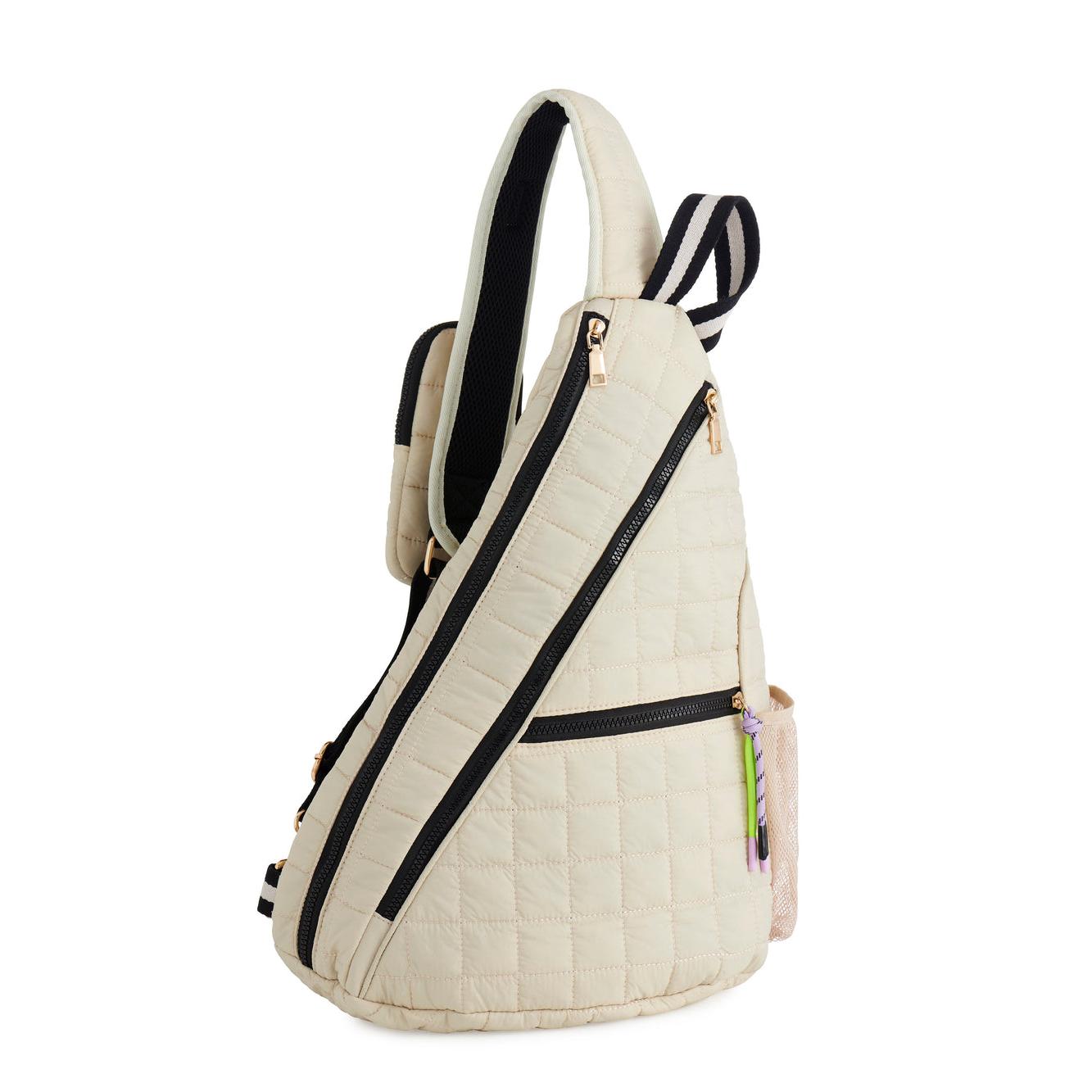 Ezra Quilted Nylon Sling Bag - Ivory