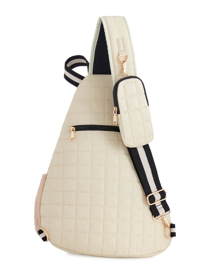 Ezra Quilted Nylon Sling Bag - Ivory