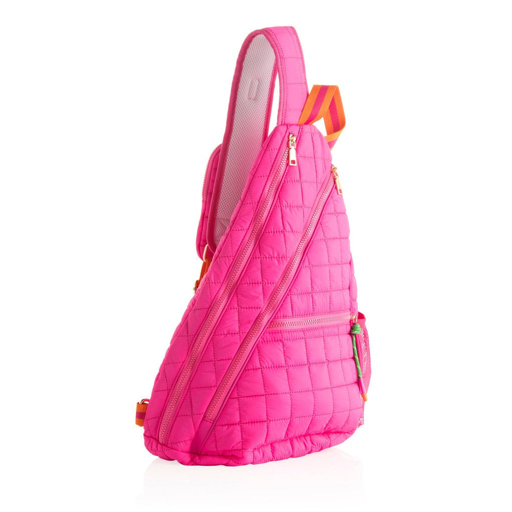 Ezra Quilted Nylon Sling Bag - Magenta